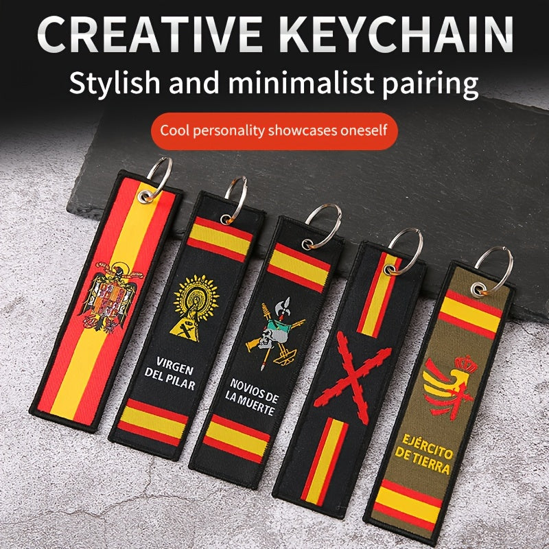 Double Sided Letter Embroidery Keychain Keyring Bag Hanging Pendant Key Chain
