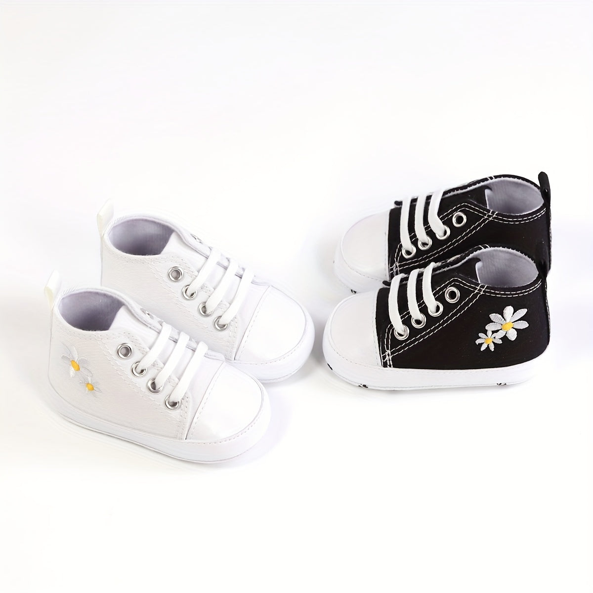 Daisy Embroidered Baby Girl Sneakers Lightweight Non Slip Shoes