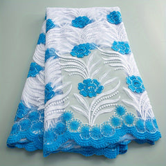 French Sequined Milk Silk Mesh Lace Fabric For Party Wedding