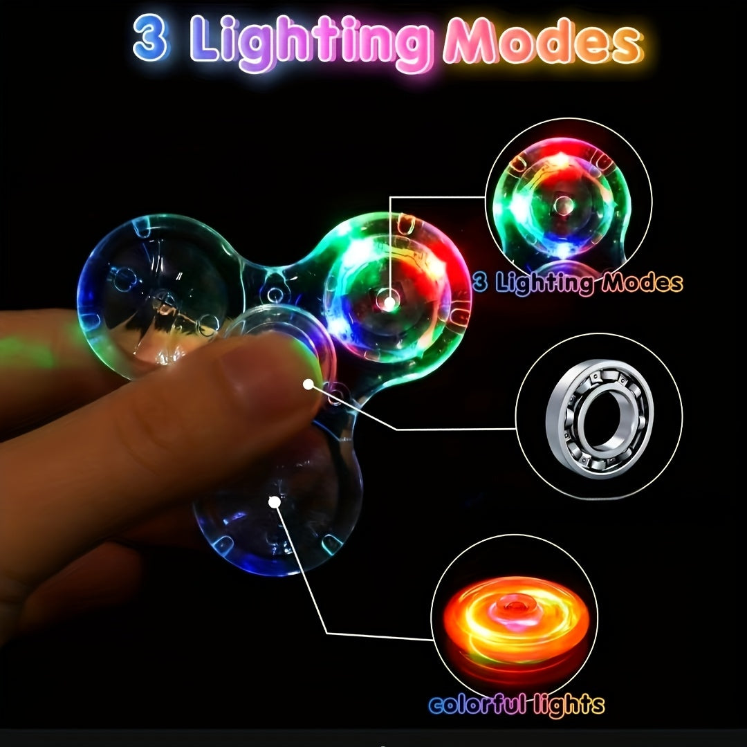 LED Light Up Fidget Spinner Transparent Stress Relief Hand Toy for Kids & Adults