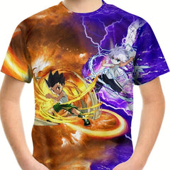Breathable 3D Anime Print Boys Tee for Summer Activities
