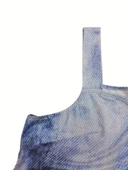 Tie Dye Tank Top Square Neck Medium Stretch Cami