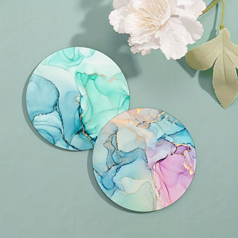 Colorful Marble Coasters Set of 6 Non-Slip Rubber Coasters