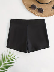 Solid High Waist Bikini Bottoms High Rise Stretchy Slim Fit Casual Beachwear