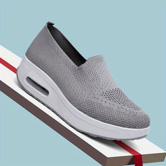 Women's Knit Platform Sneakers Slip On Air Cushion Shoes