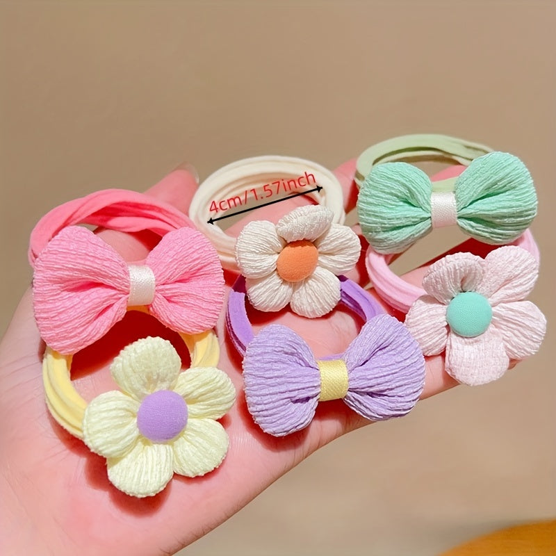 12pcs Bow Flowers Hair Tie Hair Bands for Girls