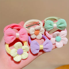 12pcs Bow Flowers Hair Tie Hair Bands for Girls
