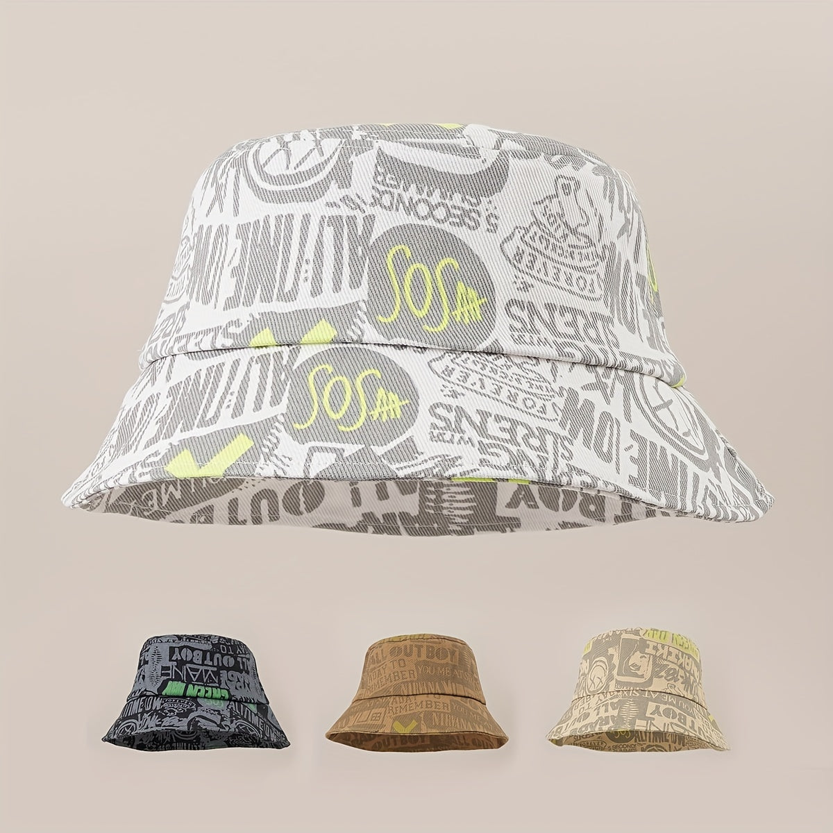 Street Cartoon Big Brim Bucket Hat Basin Hat Face Cover Sun Hat