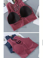 Wireless Sports Bra Fishnet Hollow Workout Tank Bra