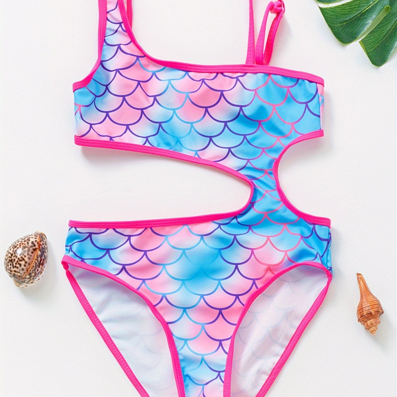 Toddler Girls Fish Scale Graphic One Piece Swimsuit