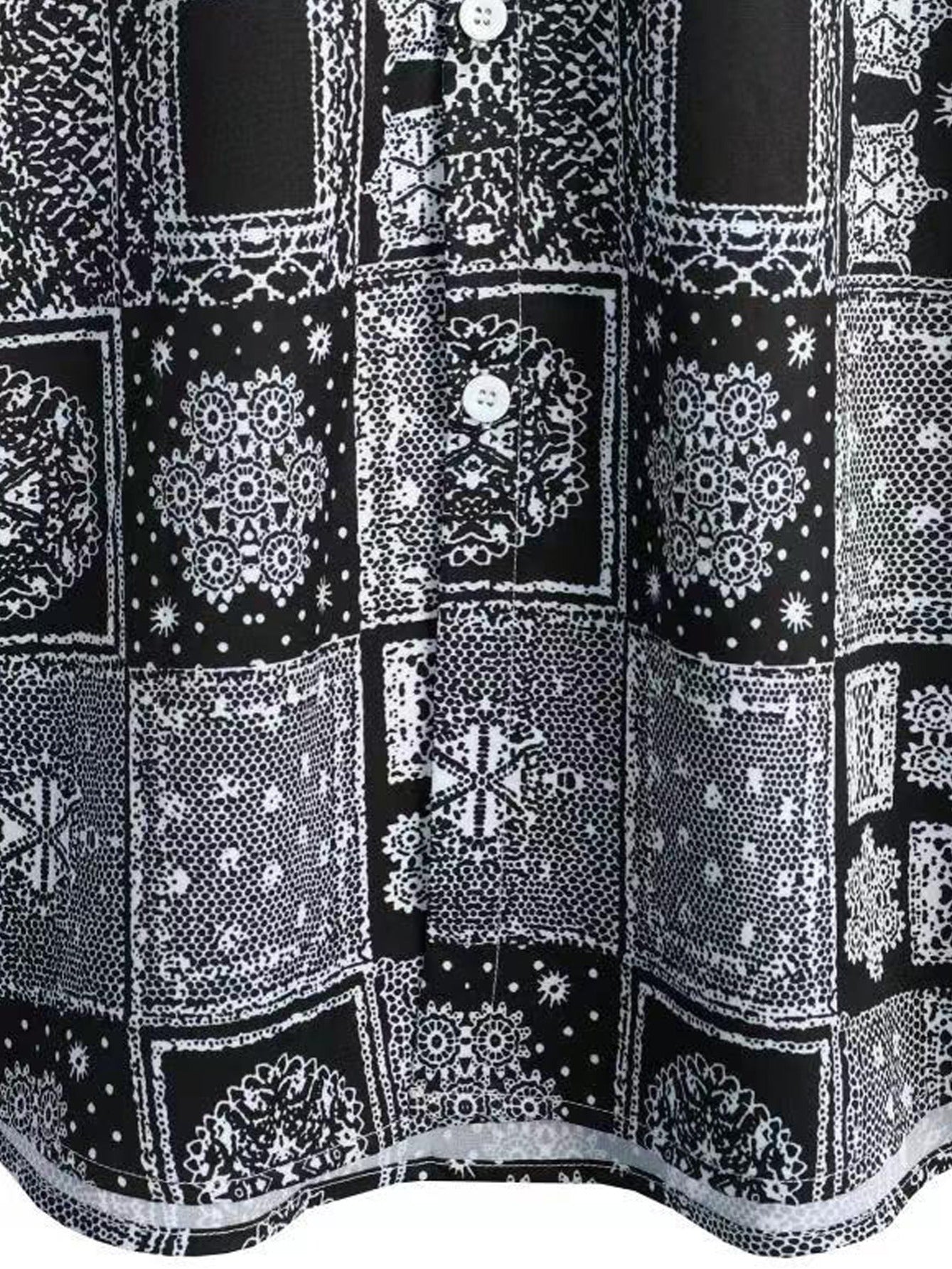 Vintage Geo Print Men Crop Collar Blouse