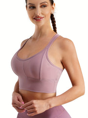 Patchwork Racerback Sports Bra Wire Padded Tank Top