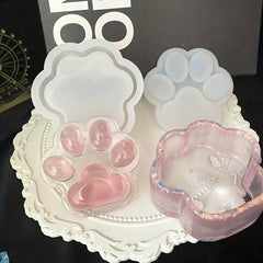 DIY Cat Paw Jewelry Storage Box Resin Mold Silicone Trinket Box