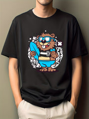 Men's Cartoon Print Crew Neck Tee