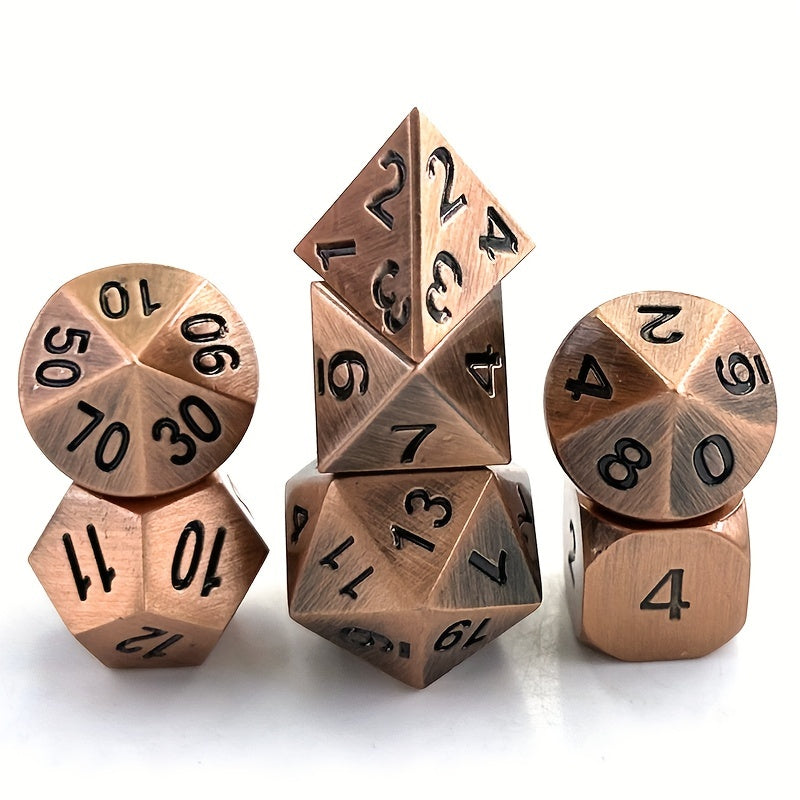 7pcs Metal Dice For Board Game, Faceted Dice For Entertainment
