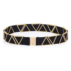 Women's High Waist Elastic Stretch Belt Vintage Metal Buckle Dress Belts