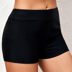 Solid High Waist Bikini Bottoms High Rise Stretchy Slim Fit Casual Beachwear