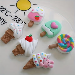 10pcs DIY Rabbit Ice Cream Ear Fridge Decoration Stickers with Adhesive Glue