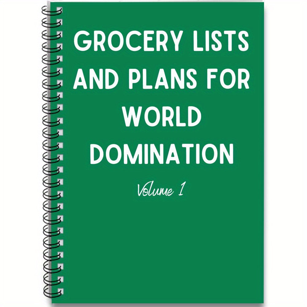 Fun Spiral Notebook Diary 1pc Grocery Lists and Plans for World Domination