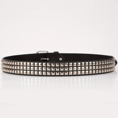 Punk Leather Belt with Four Square Beads Rivet Belt