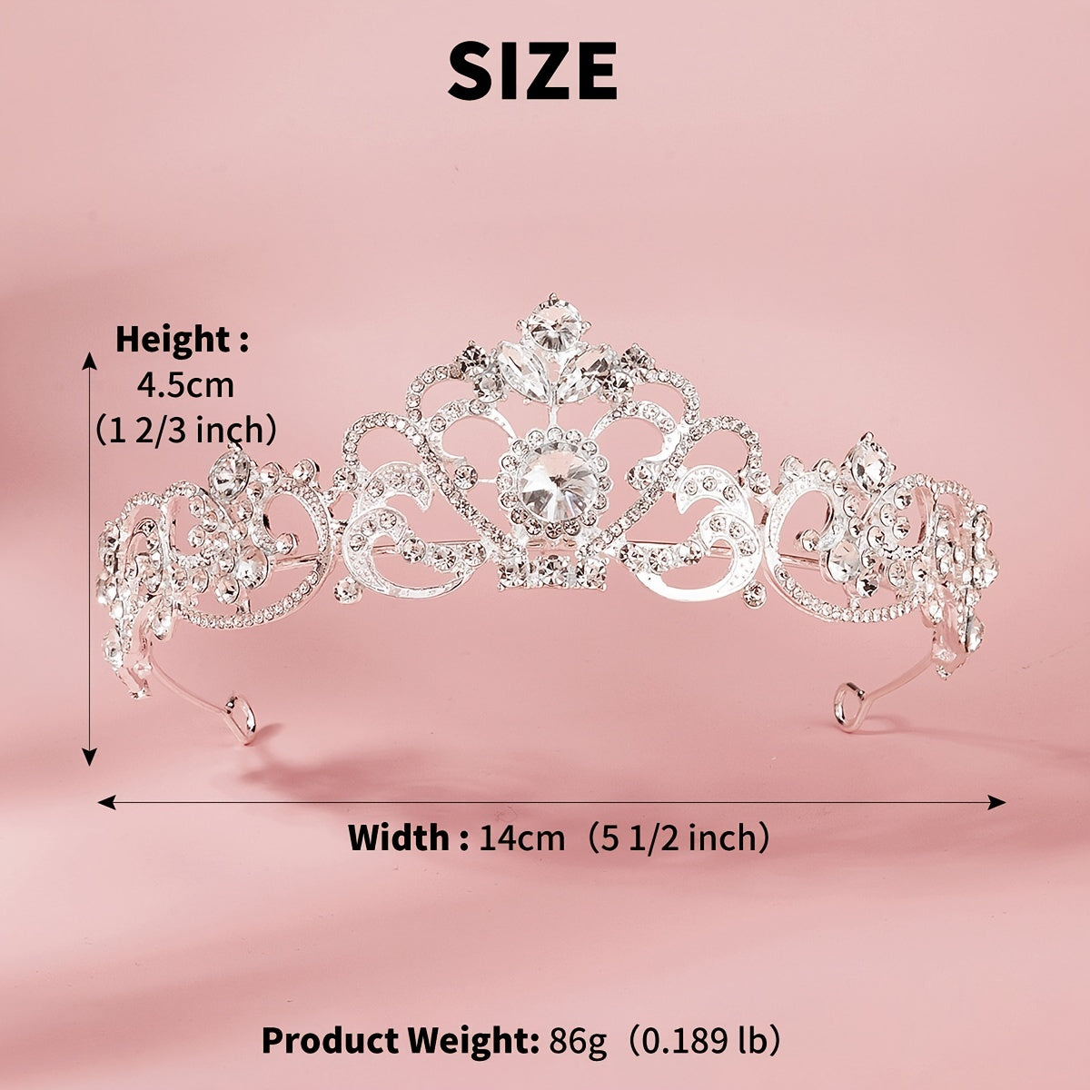 Baroque Rhinestone Tiara Crown for Bridal Princess Women