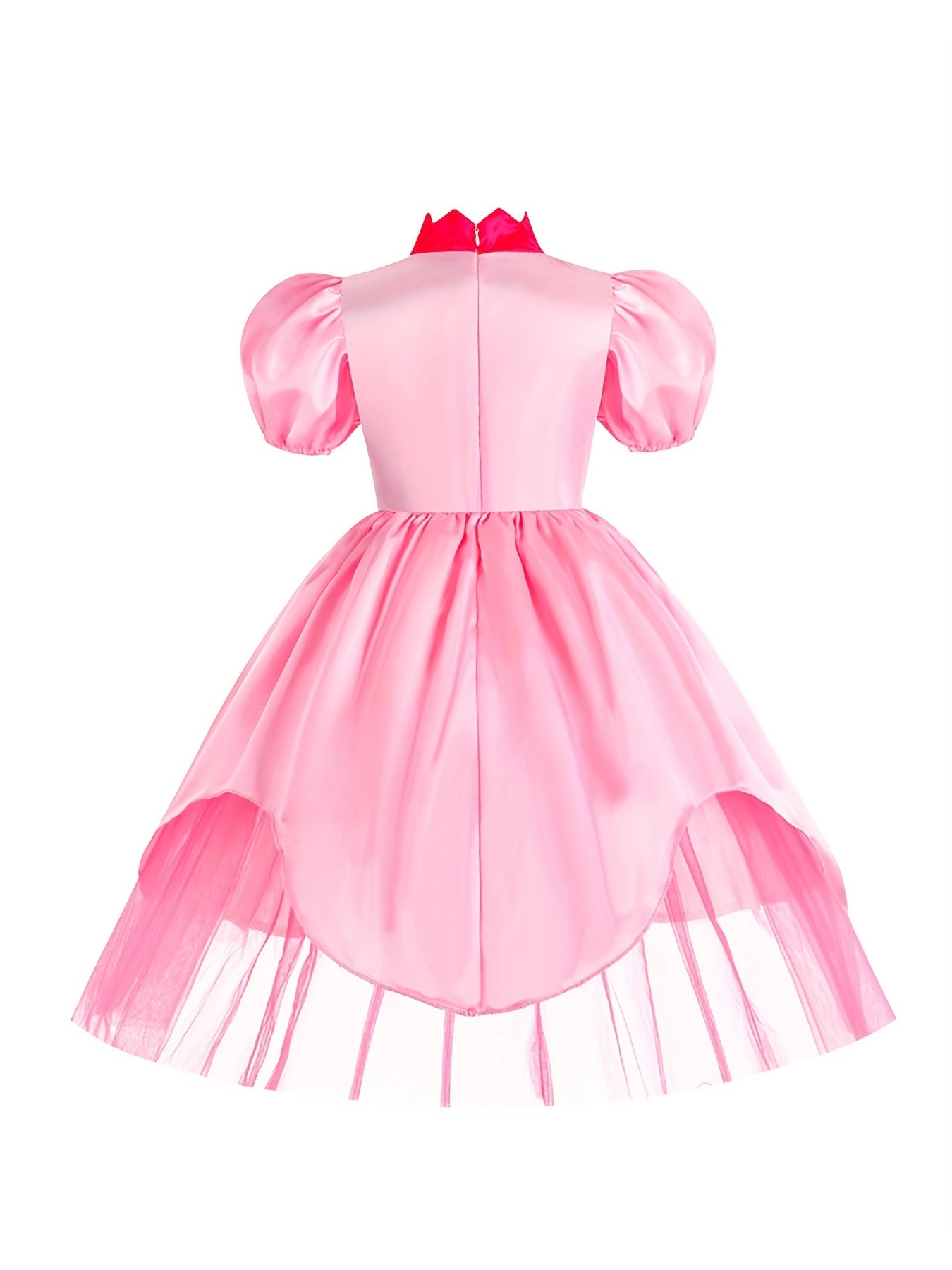 Girls Princess Dress Puff Sleeve Tulle Ruffle Cosplay Performance Dress