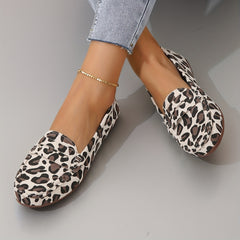 Leopard Print Loafers Slip On Flat Shoes for Women
