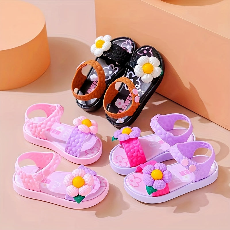 Girl's Sweet Summer Sandals with Flower Pattern
