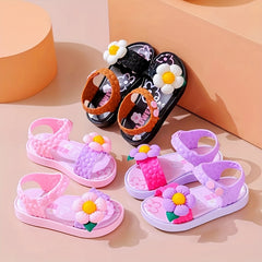 Girl's Sweet Summer Sandals with Flower Pattern