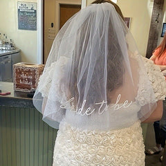 Double Layer Bridal Veil Tulle Headpiece with Tulle Skirt