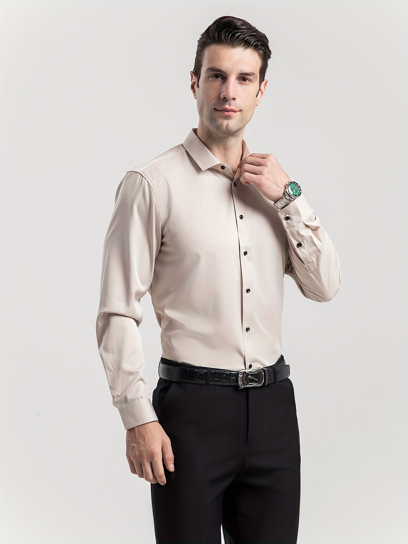 Men's Long Sleeve Casual Lapel Shirt for Spring/Fall