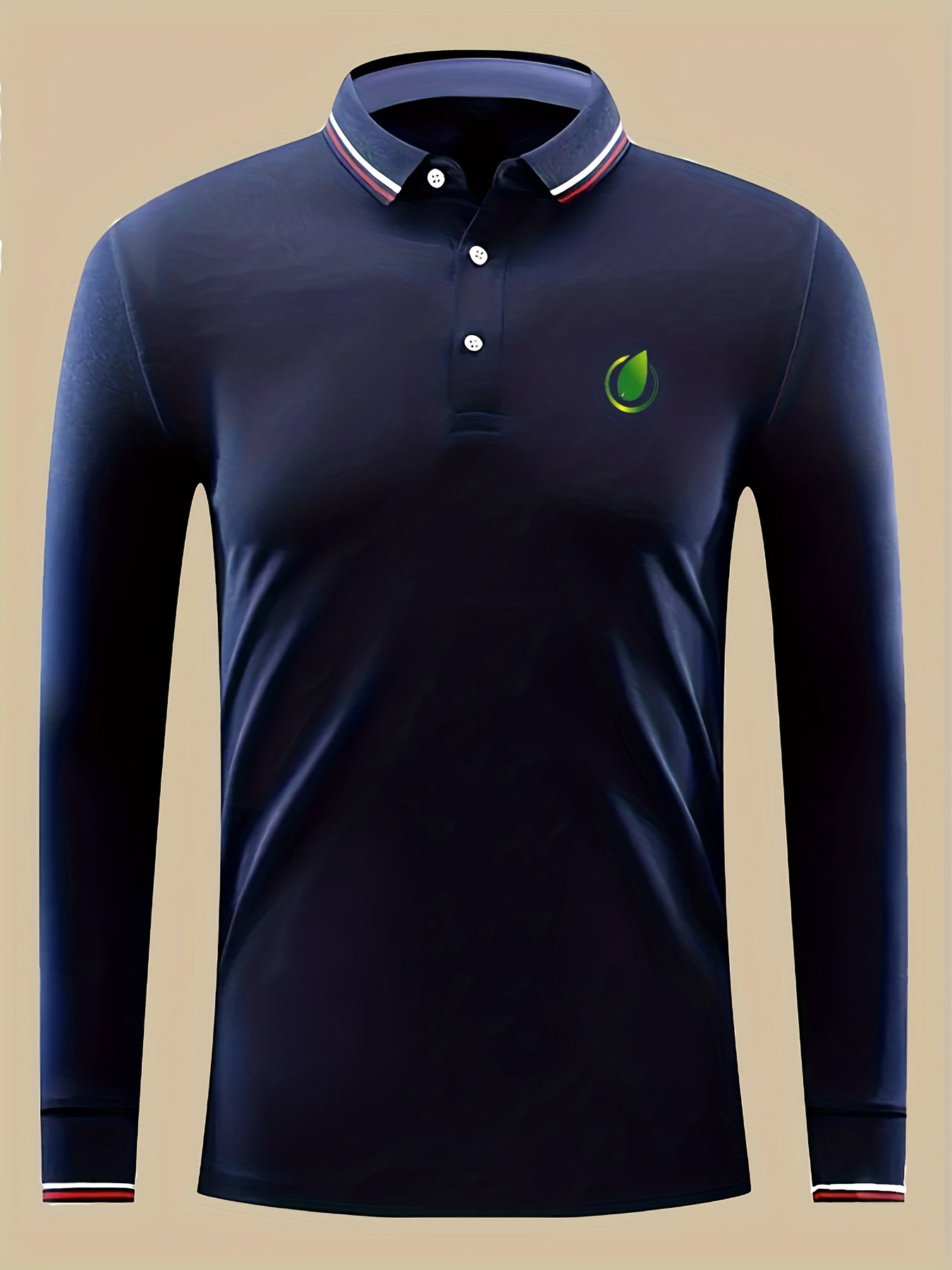 Men's Droplet Print Casual Long Sleeve Polo Shirt