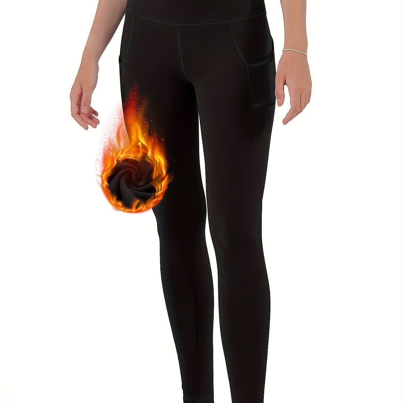 Women's Thermal Fleece Lined High Waist Yoga Leggings With Pocket