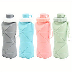 600ml Silicone Folding Water Cup Leakproof Portable Bottle for Outdoor Sports