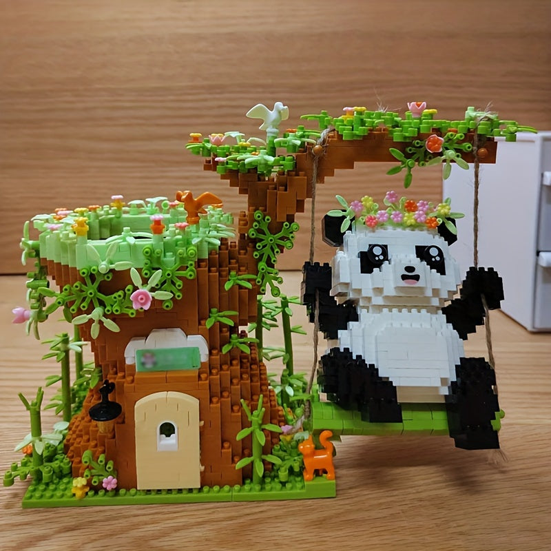 Panda Building Blocks Swing Pen Holder Puzzle Toy Gift