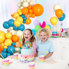 126pcs Yellow Orange Balloon Garland Arch Set Lemon Yellow Orange Teal Balloon