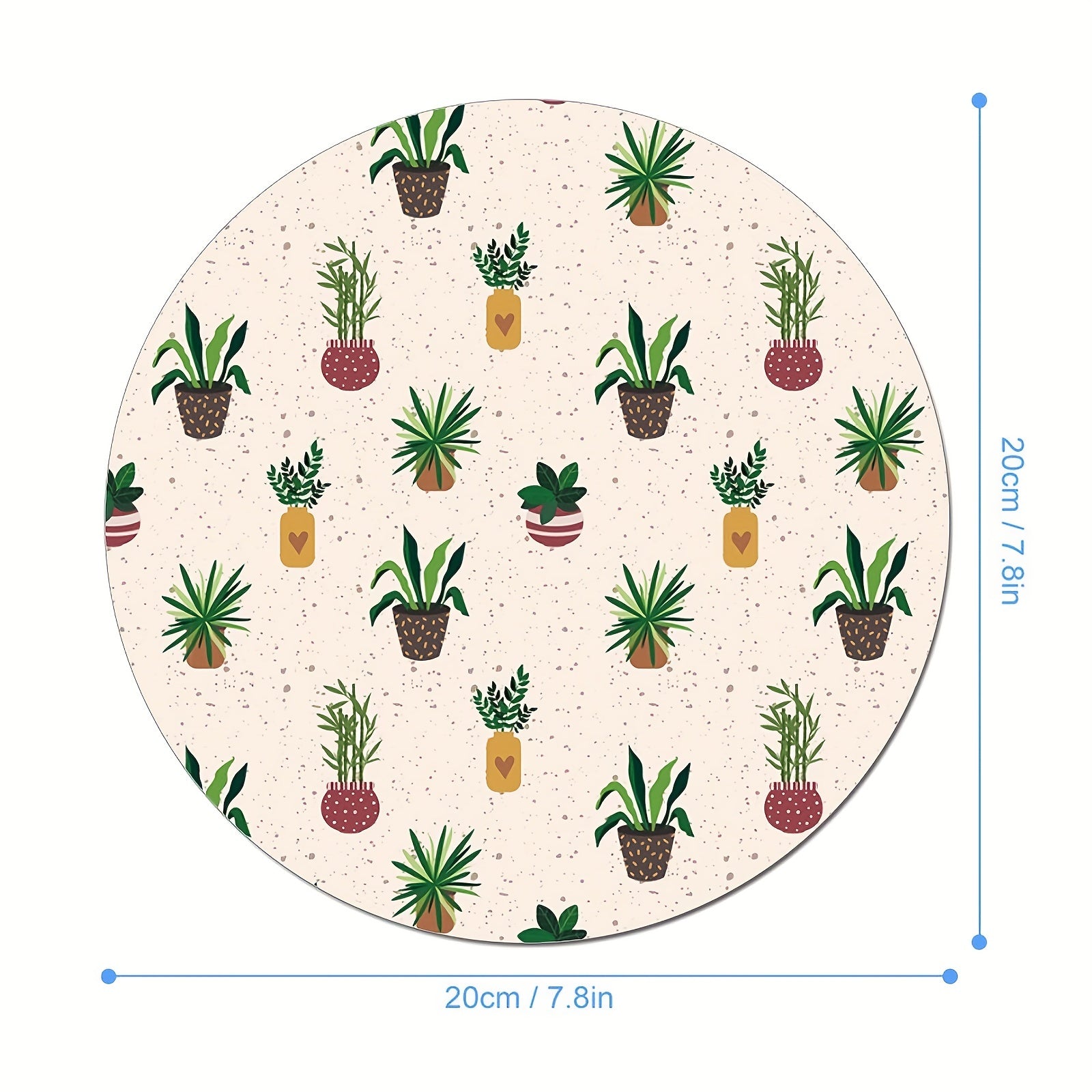Succulent Plant Round Mouse Pad with Non Slip Rubber Base 7.87 x 7.87 x 0.1inch