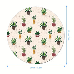 Succulent Plant Round Mouse Pad with Non Slip Rubber Base 7.87 x 7.87 x 0.1inch