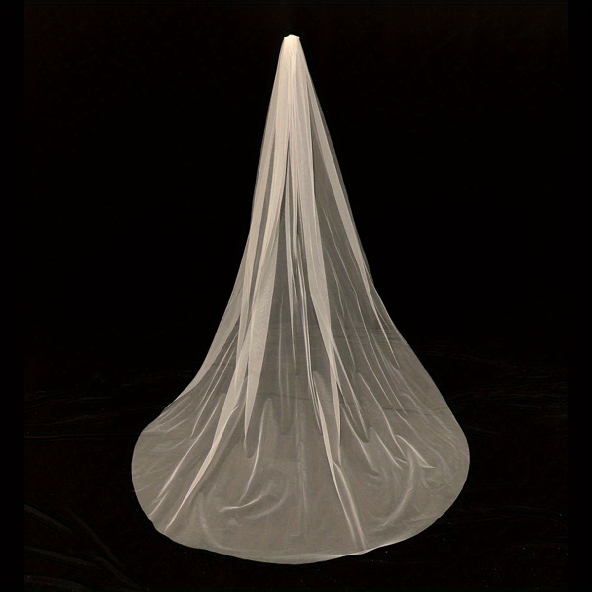 Women's Long Tulle Wedding Veil with Tiaras Sheer Flowing Train