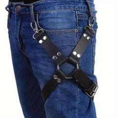 Men's Punk Rivets Suspenders Waist Chain Straps Bar