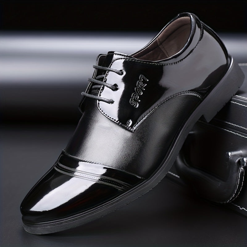 Men's Non Slip Round Toe Lace Up Dress Shoes for Wedding Party Business