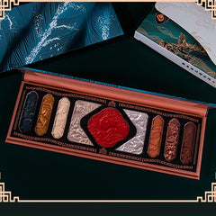 9 Colors Relief Eyeshadow Palette With 5pcs Pink Brush Set