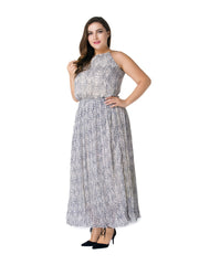 Sleeveless Snakeskin Print Maxi Dress Women's Plus Sexy Long Dress