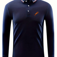 Men's Brown Horse Print Polo Shirt