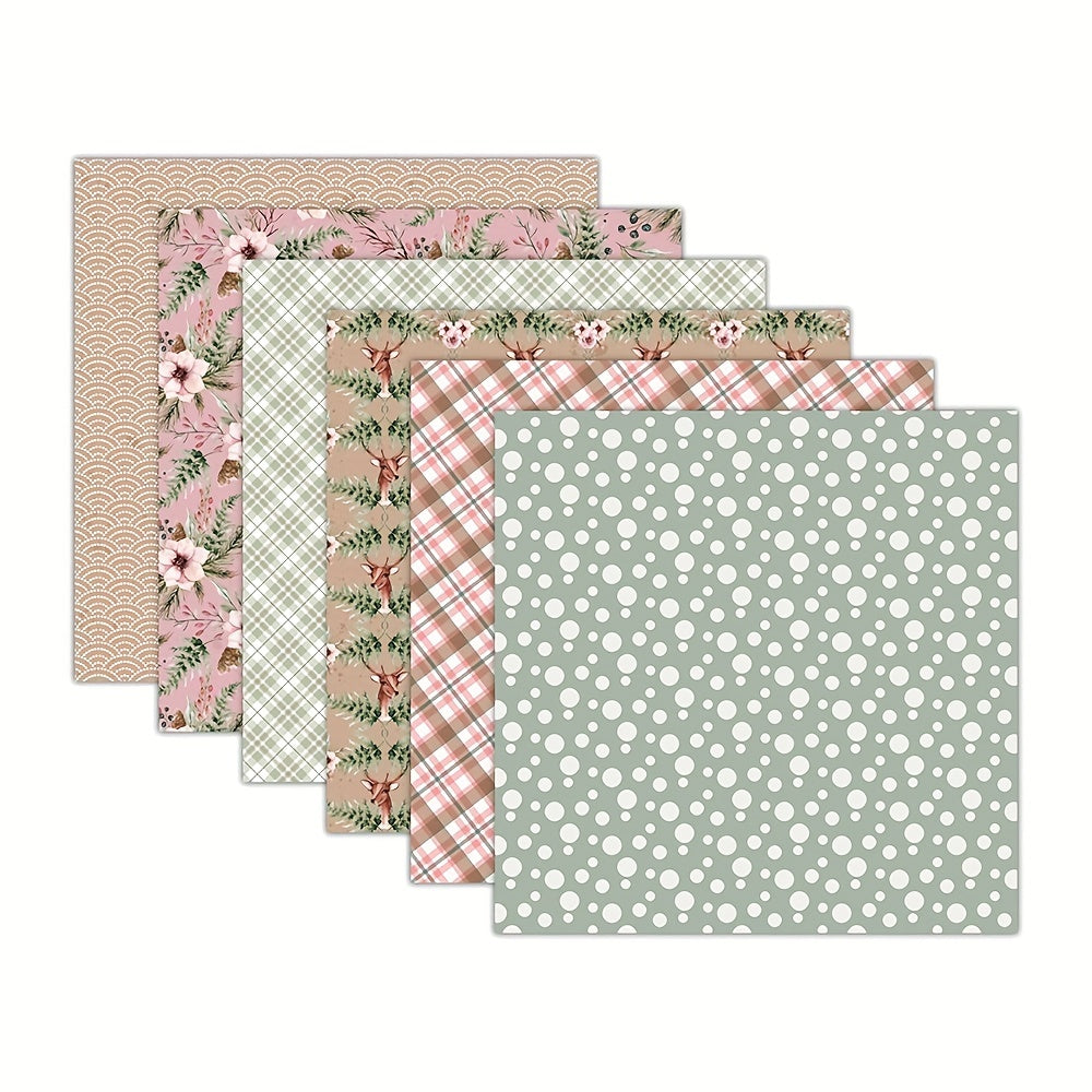 12pcs Flower Dot Marble Pattern DIY Material Scrapbook Background Paper