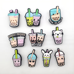 10pcs PVC Milk Tea Cartoon Shoe Charms Party Favor