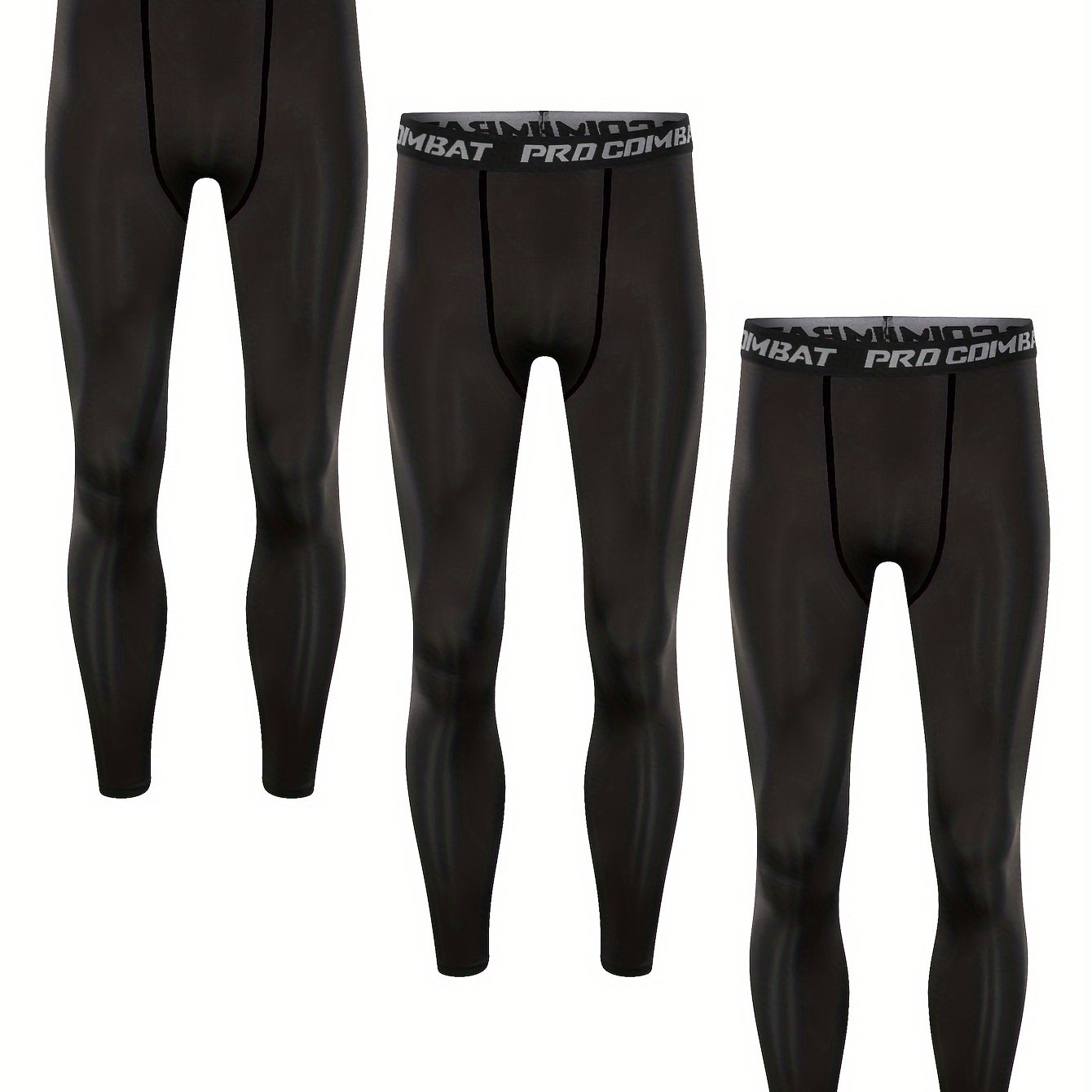 3pcs Men's Compression Pants High Stretch Trousers For Outdoor Fitness