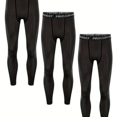 3pcs Men's Compression Pants High Stretch Trousers For Outdoor Fitness