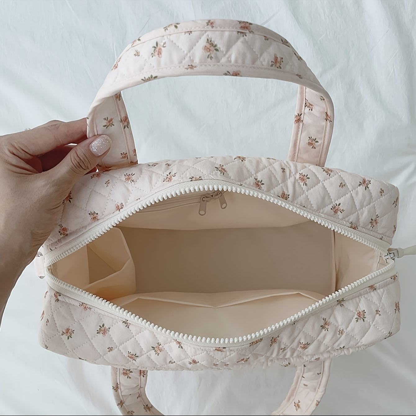 Floral Polyester Messenger Bag Diaper Tote with Insulated Bottle Storage