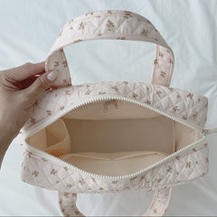 Floral Polyester Messenger Bag Diaper Tote with Insulated Bottle Storage